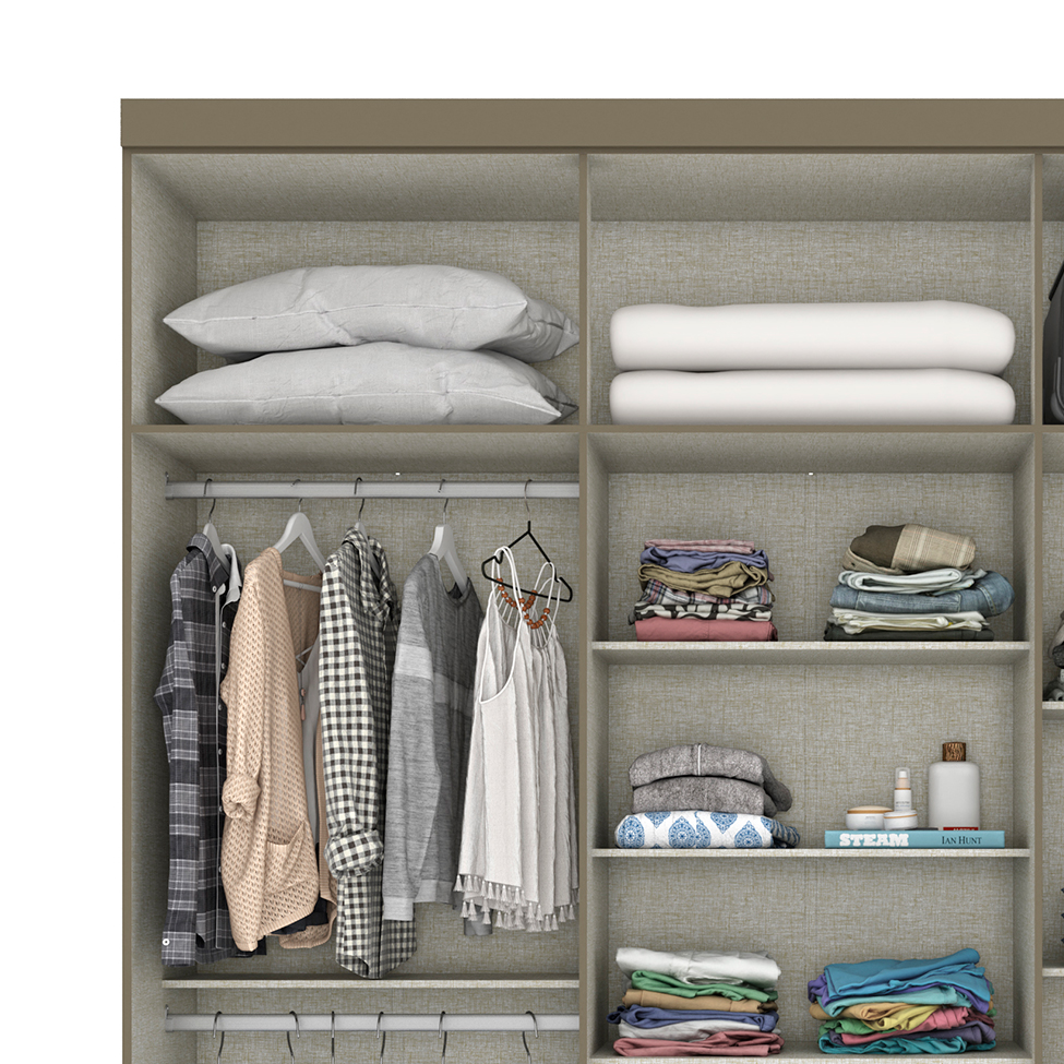 Guarda-Roupa Casal com Espelho Kurt 6 Portas 3 Gavetas Duna e Cristal