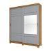 Guarda-Roupa Casal com Espelho Turin 2 Portas 3 Gavetas Nature e Cinza