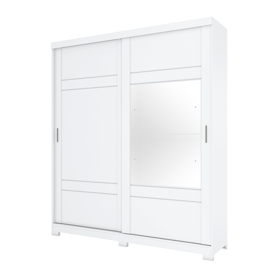 Guarda-Roupa Casal com Espelho Turin Flex 2 Portas 3 Gavetas Branco