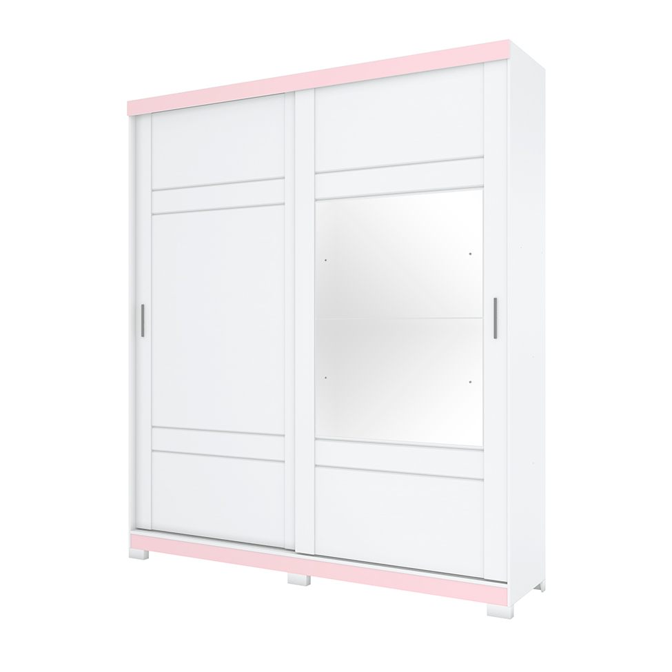 Guarda-Roupa Casal com Espelho Turin Flex 2 Portas 3 Gavetas Branco