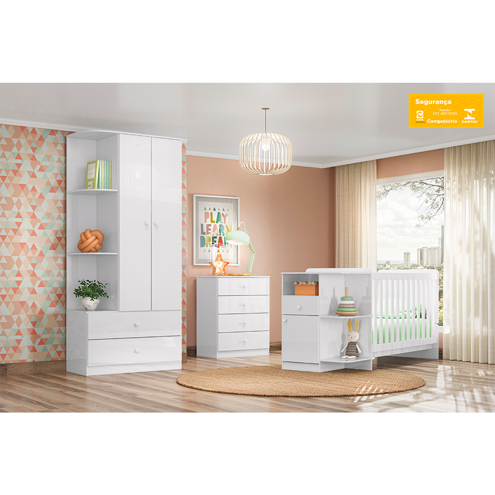 Guarda-Roupa Infantil Amarelinha 2 Portas 2 Gavetas Branco