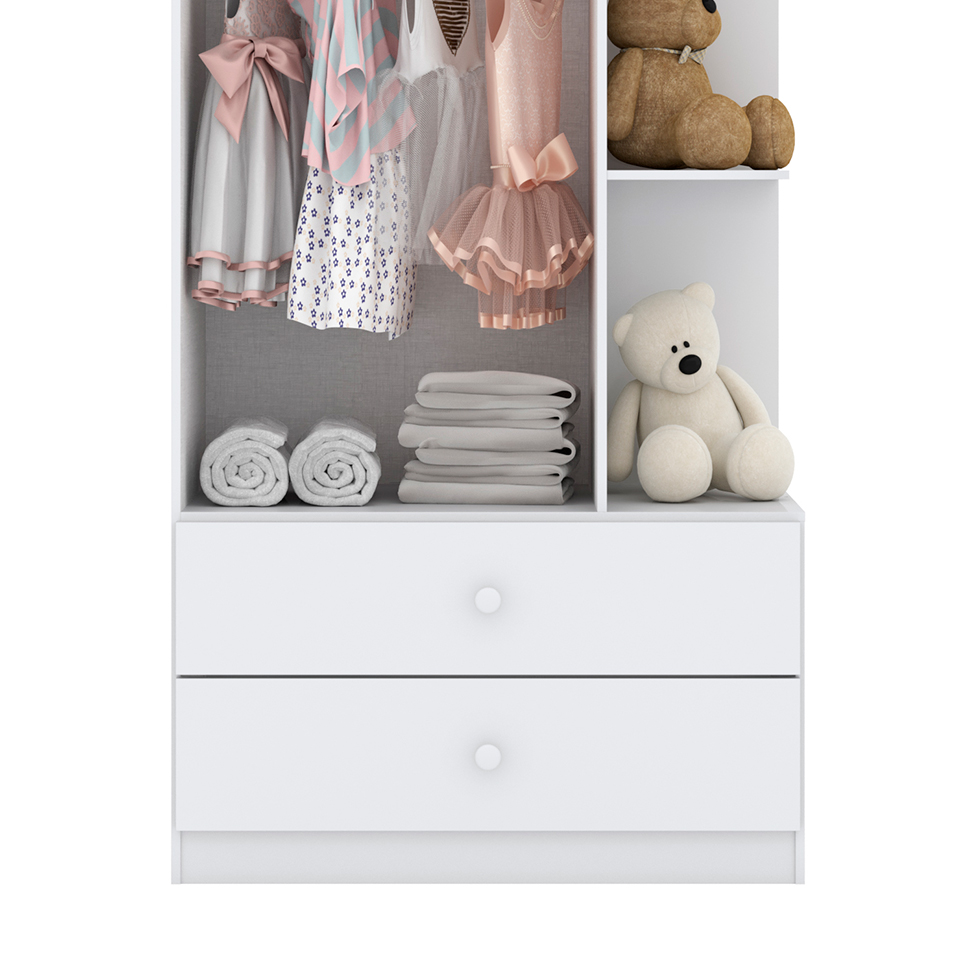 Guarda-Roupa Infantil Amarelinha 2 Portas 2 Gavetas Branco