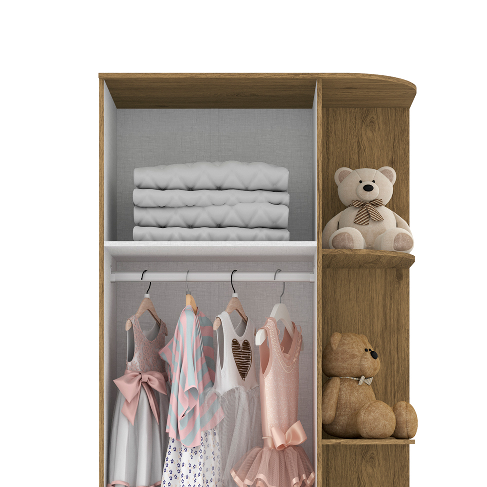 Guarda-Roupa Infantil Amarelinha 2 Portas 2 Gavetas Rústico e Branco