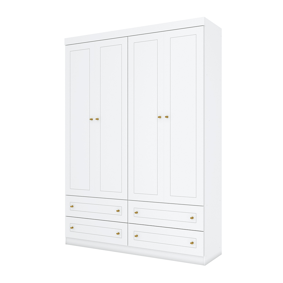 Guarda-Roupa Infantil Mississipi 4 Portas 4 Gavetas Branco