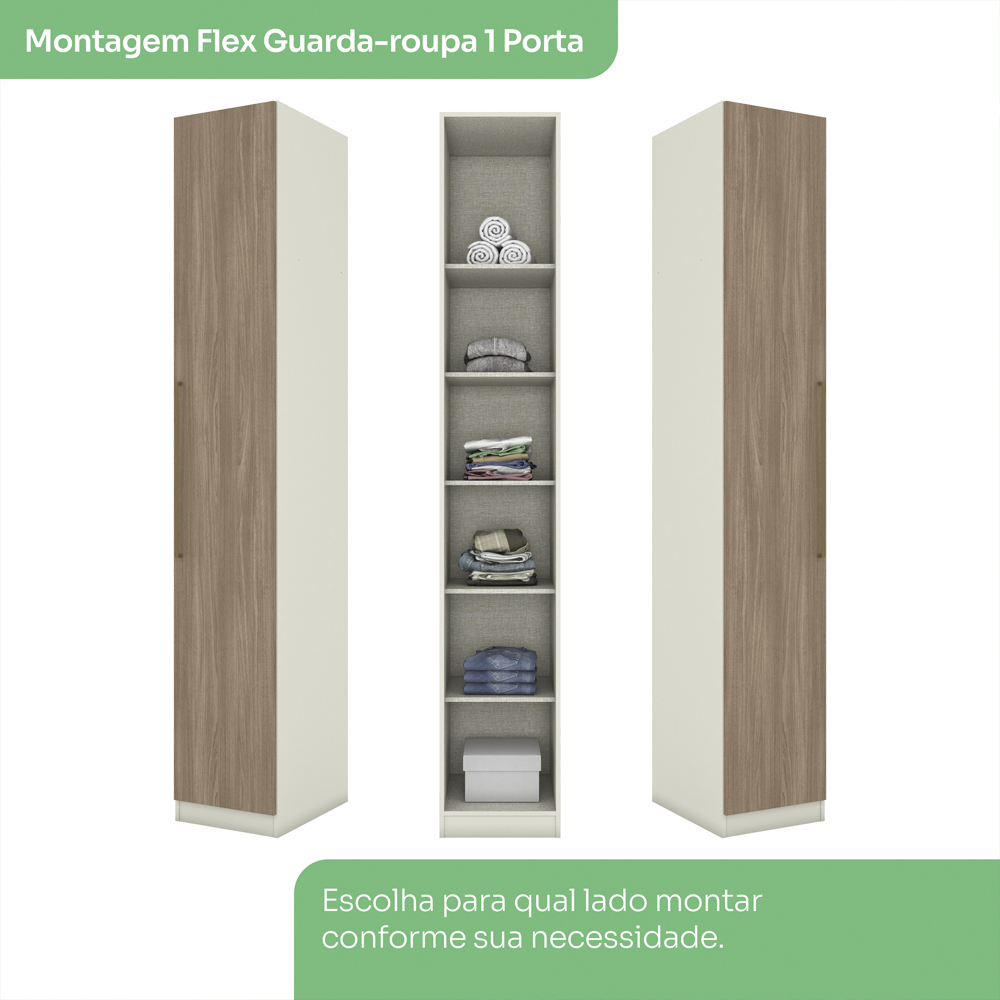 Guarda Roupa Modulado 1 Porta 241x40 cm Seletto Areia Jequitiba Henn