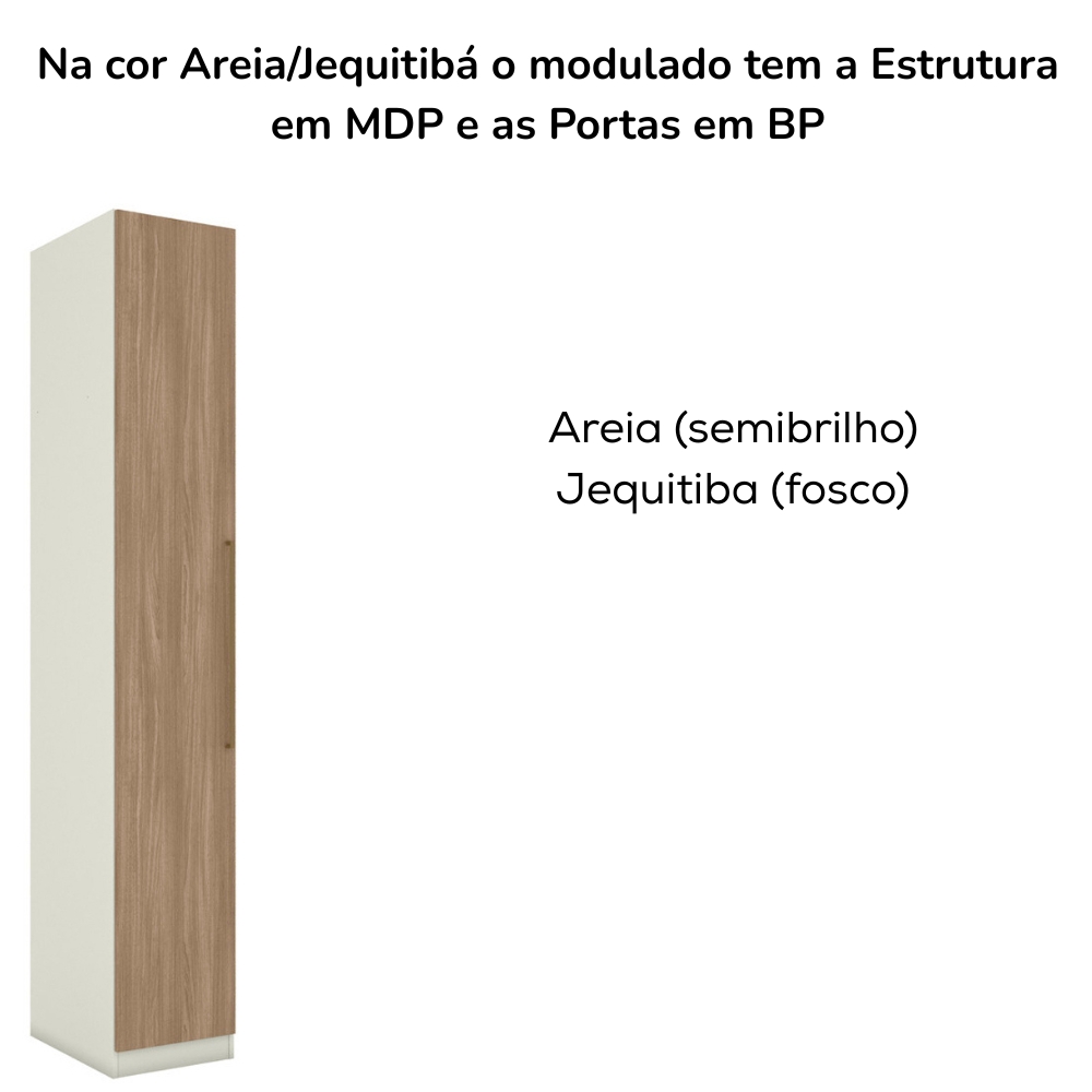 Guarda Roupa Modulado 1 Porta 241x40 cm Seletto Areia Jequitiba Henn