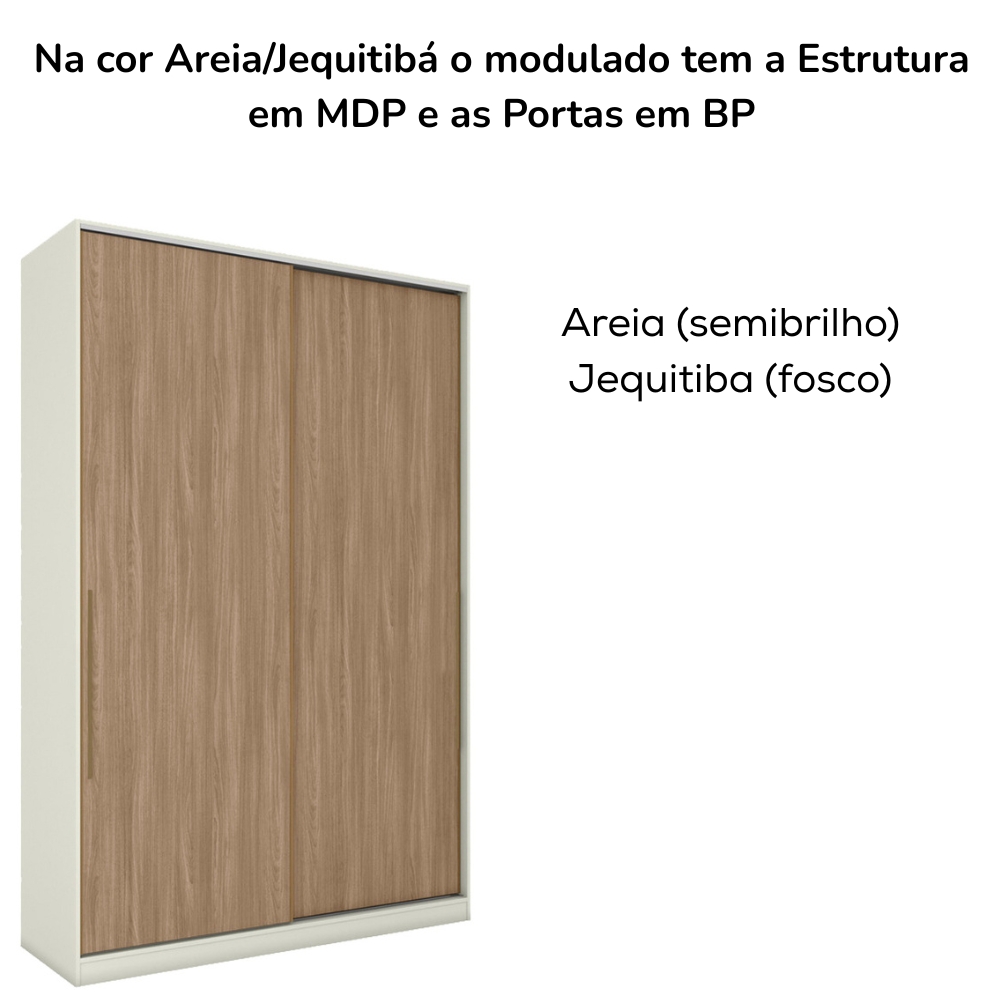 Guarda Roupa Modulado 2 Portas 241x159 cm Seletto Areia Jequitiba Henn