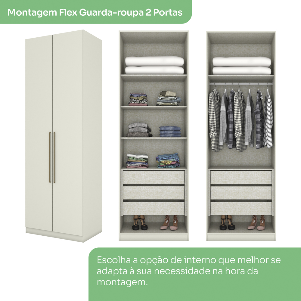 Guarda Roupa Modulado 2 Portas 241x80 cm Seletto Areia Henn
