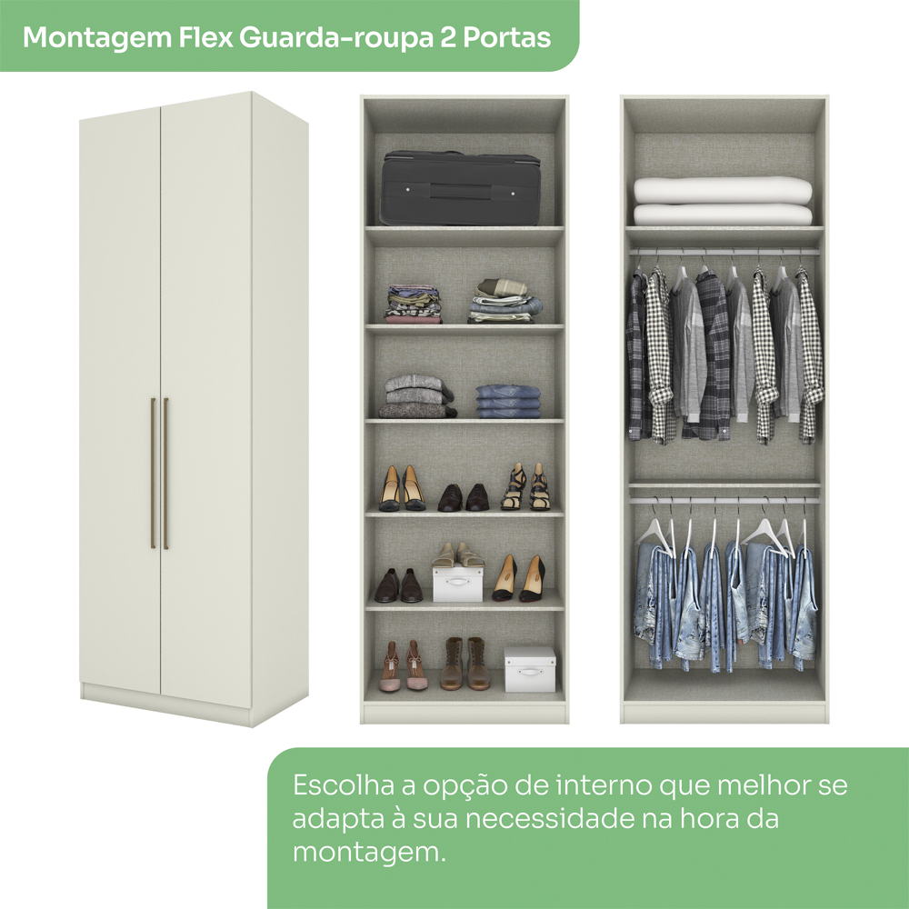 Guarda Roupa Modulado 2 Portas 241x80 cm Seletto Areia Henn