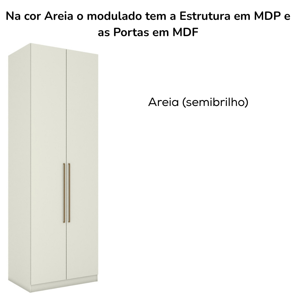 Guarda Roupa Modulado 2 Portas 241x80 cm Seletto Areia Henn