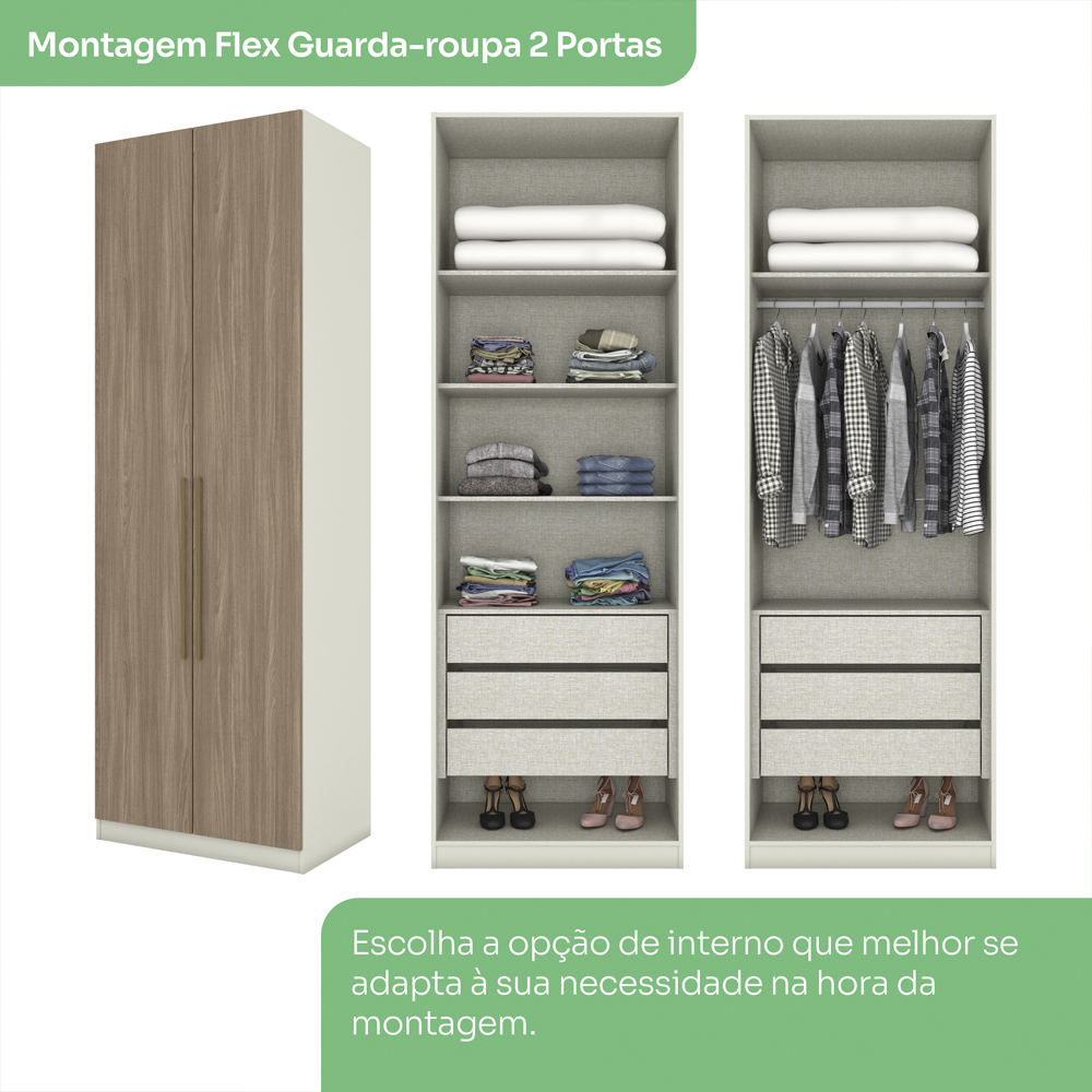 Guarda Roupa Modulado 2 Portas 241x80 cm Seletto Areia Jequitiba Henn