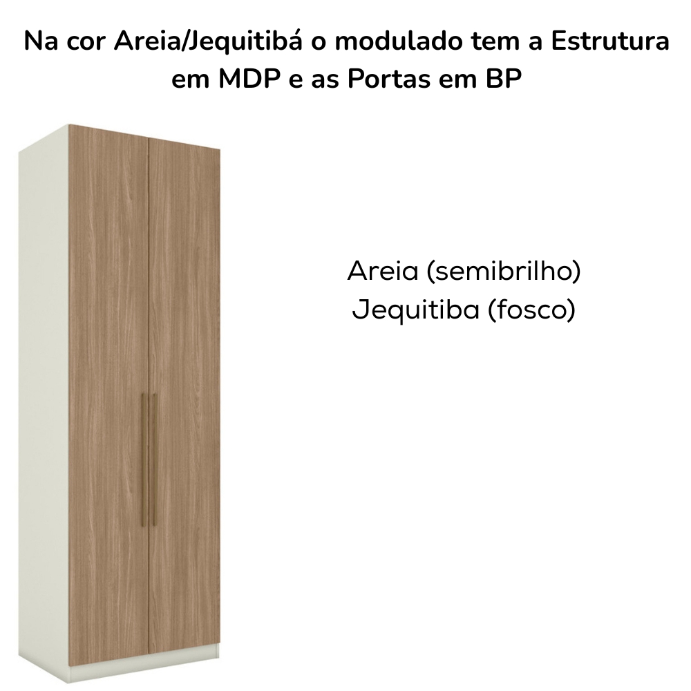 Guarda Roupa Modulado 2 Portas 241x80 cm Seletto Areia Jequitiba Henn