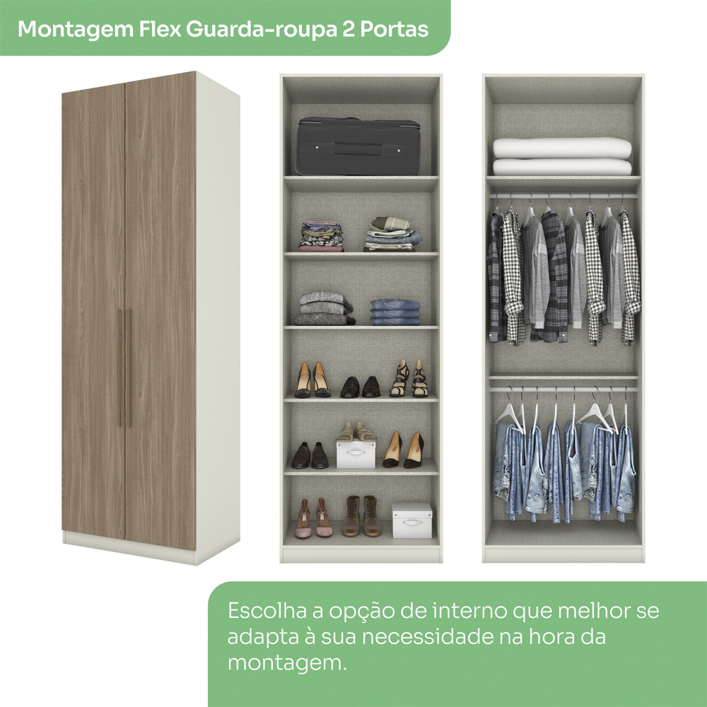 Guarda Roupa Modulado 3 Pecas Seletto Areia Jequitiba Henn