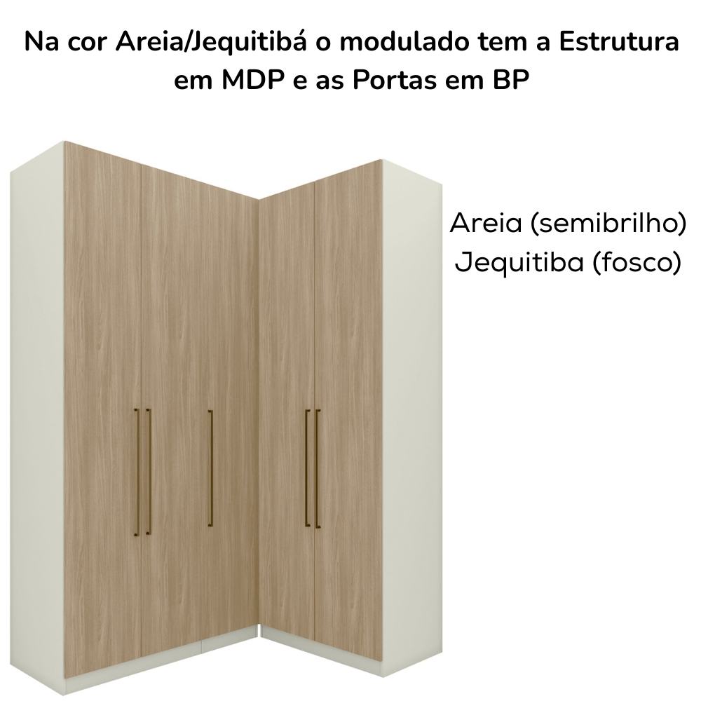 Guarda Roupa Modulado 3 Pecas Seletto Areia Jequitiba Henn