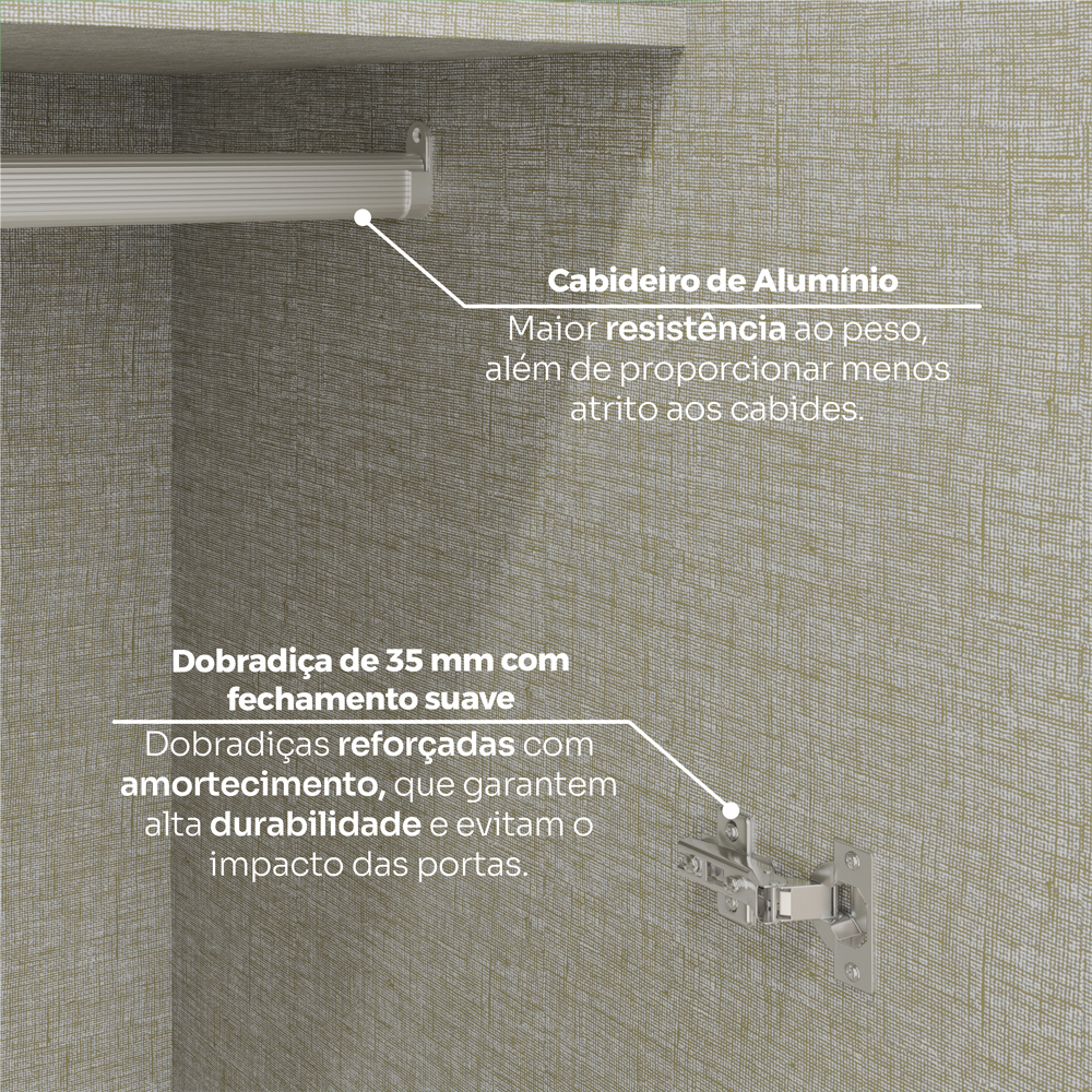 Guarda Roupa Modulado 3 Pecas Seletto Areia Jequitiba Henn
