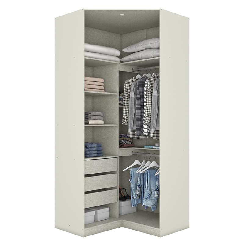 Guarda Roupa Modulado Canto Closet Seletto 2 Portas Areia/Jequitibá - Móveis Henn