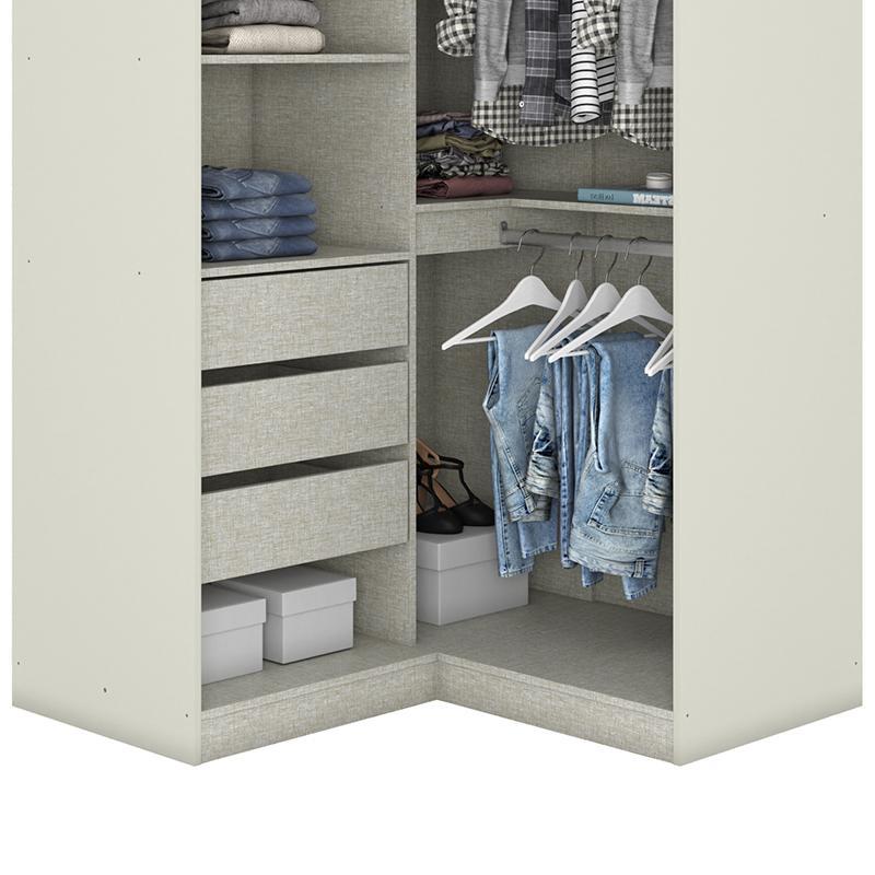 Guarda Roupa Modulado Canto Closet Seletto 2 Portas Areia/Jequitibá - Móveis Henn