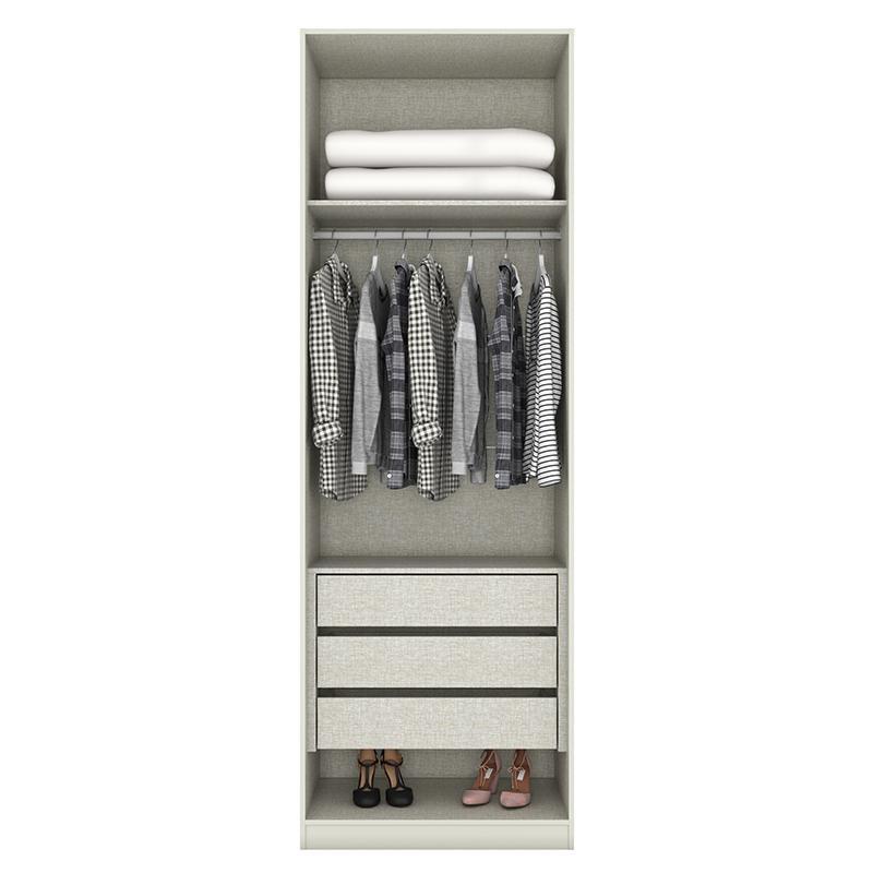Guarda Roupa Modulado Seletto 2 Portas e 3 Gavetas Areia com Espelho - Móveis Henn