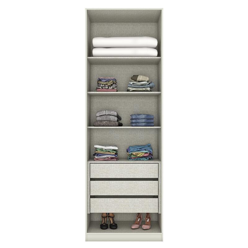 Guarda Roupa Modulado Seletto 2 Portas e 3 Gavetas Areia com Espelho - Móveis Henn