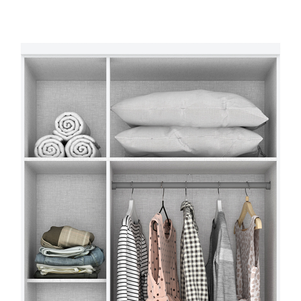 Guarda-Roupa Solteiro Miami Flex 3 Portas 2 Gavetas Branco e Rosa Chá