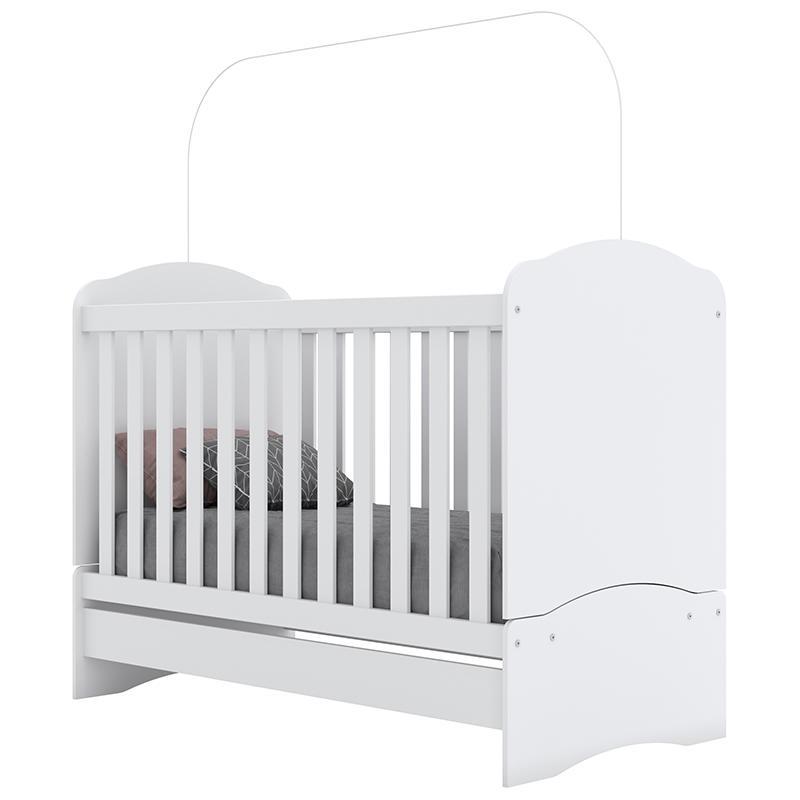 Jogo de Quarto Infantil Bala de Menta com Cômoda e Berço Branco Brilho - Móveis Henn