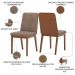 Kit 2 Cadeiras Estofadas Pietra Corano Caramelo Suede Cacao Henn