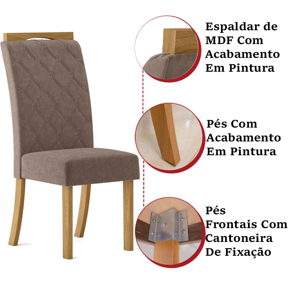 Kit 2 Cadeiras Estofadas SI25 Veludo Nature Marrom Amendoa Henn