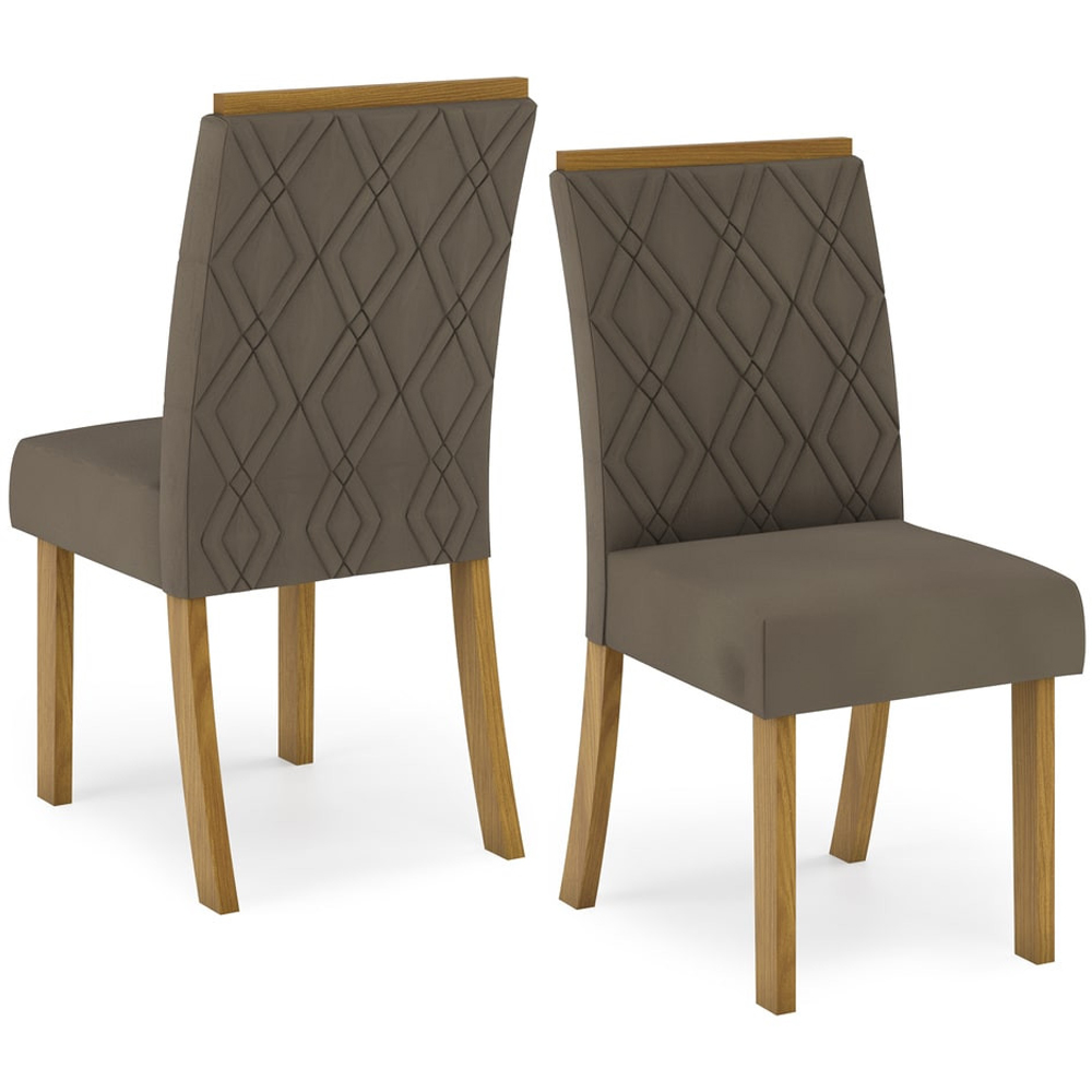 Kit 2 Cadeiras Estofadas Sala De Jantar Vita Suede Bege Henn