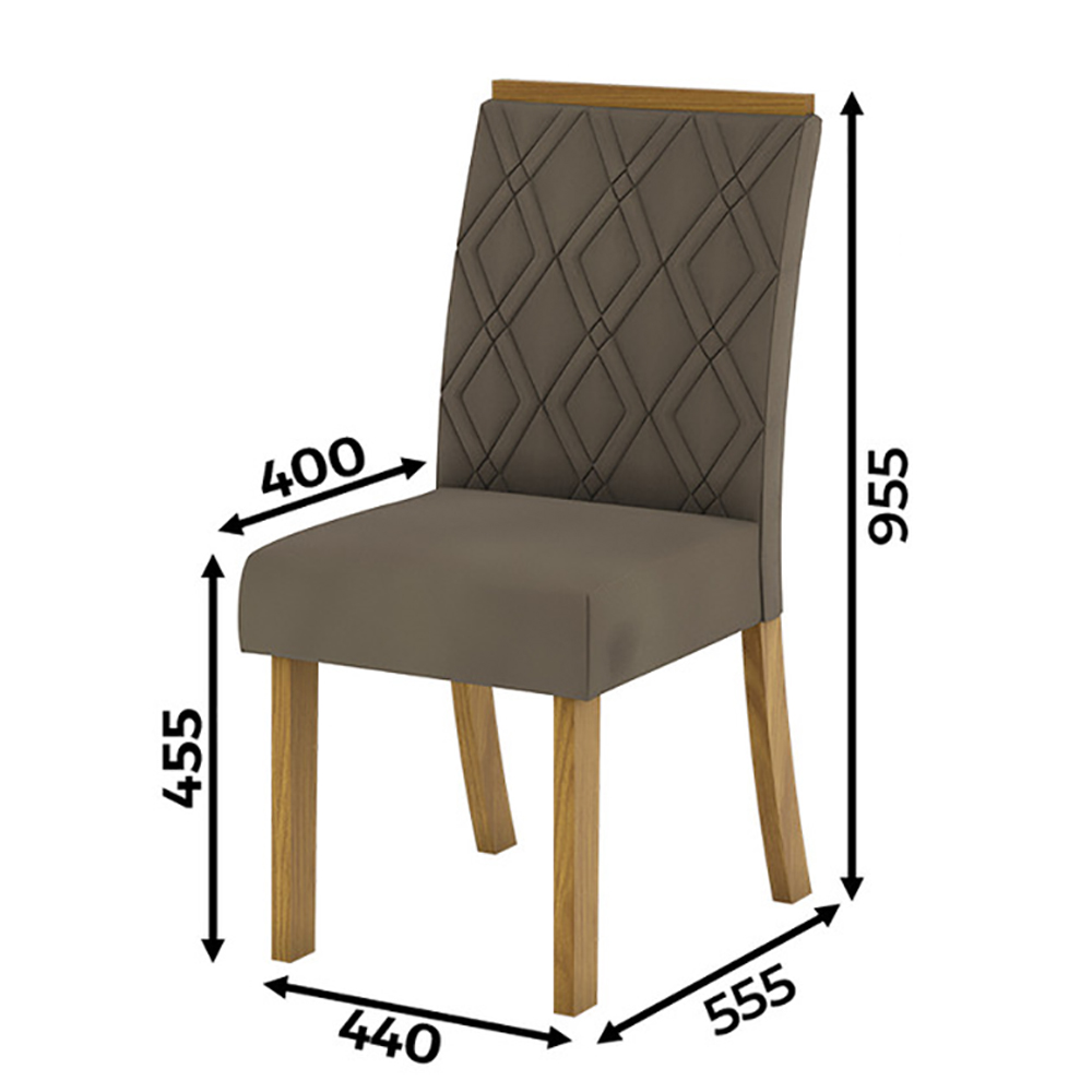 Kit 2 Cadeiras Estofadas Sala De Jantar Vita Suede Bege Henn