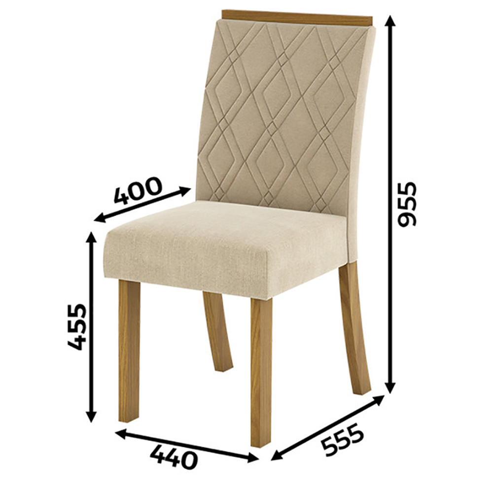 Kit 2 Cadeiras Estofadas Sala De Jantar Vita Suede Linho Henn