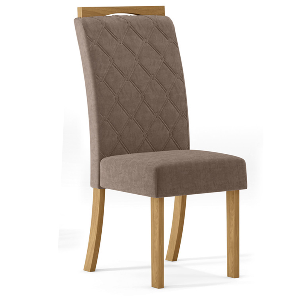 Kit 2 Cadeiras Sala De Jantar Bella Suede Marrom Amendoa Henn