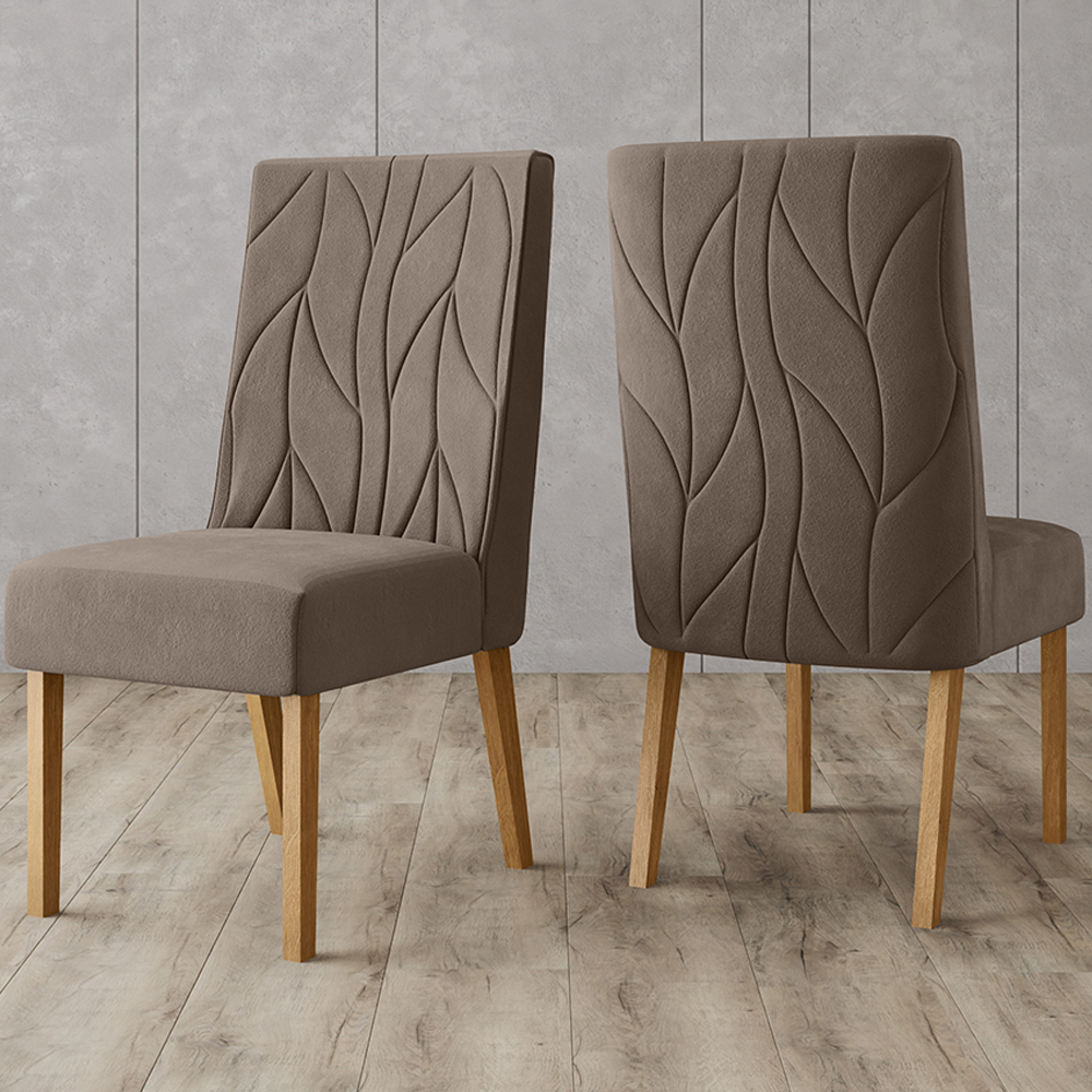Kit 2 Cadeiras Sala De Jantar Eloa Suede Marrom Amendoa Henn