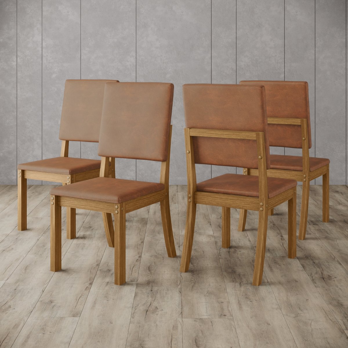 Kit 4 Cadeiras de Jantar Estofadas Milla Plus Nature / Corano Caramelo
