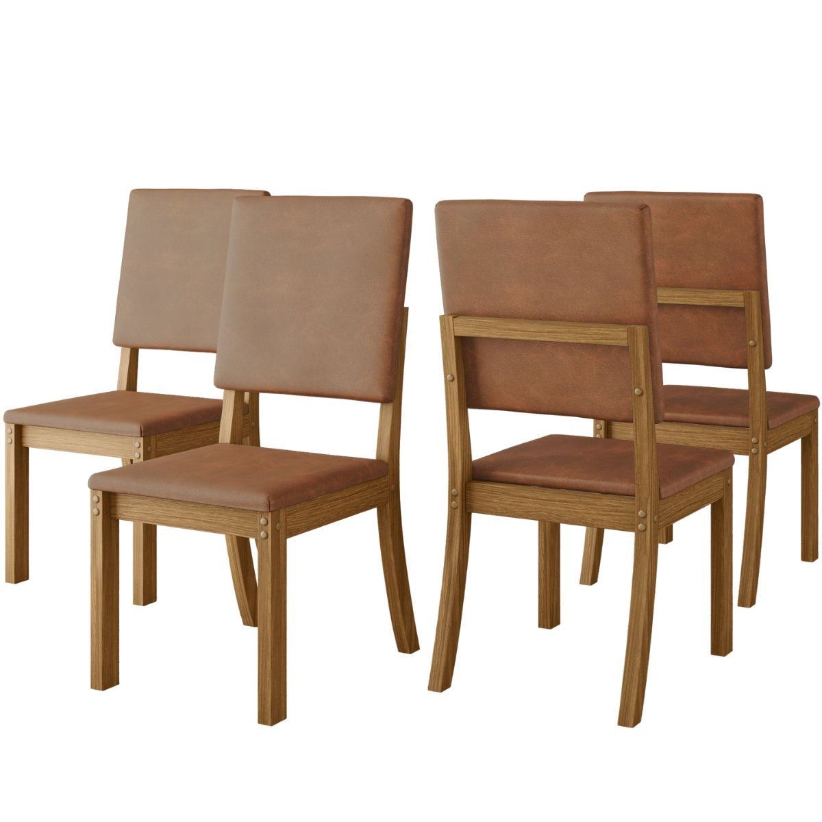 Kit 4 Cadeiras de Jantar Estofadas Milla Plus Nature / Corano Caramelo