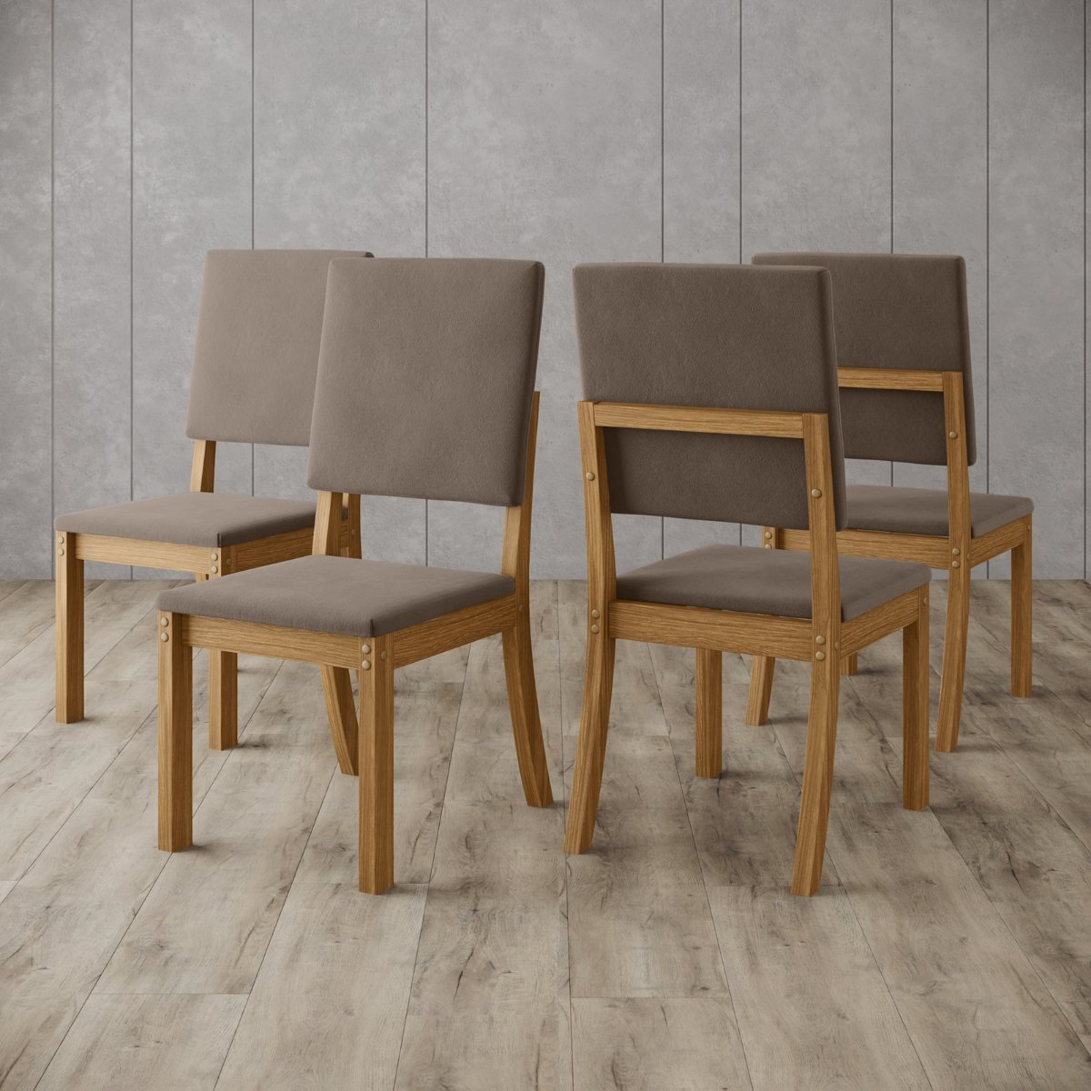 Kit com 4 Cadeiras de Jantar Milla Nature / Marrom Amêndoa