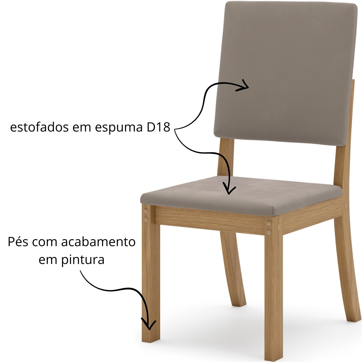 Kit com 4 Cadeiras de Jantar Milla Nature / Marrom Amêndoa