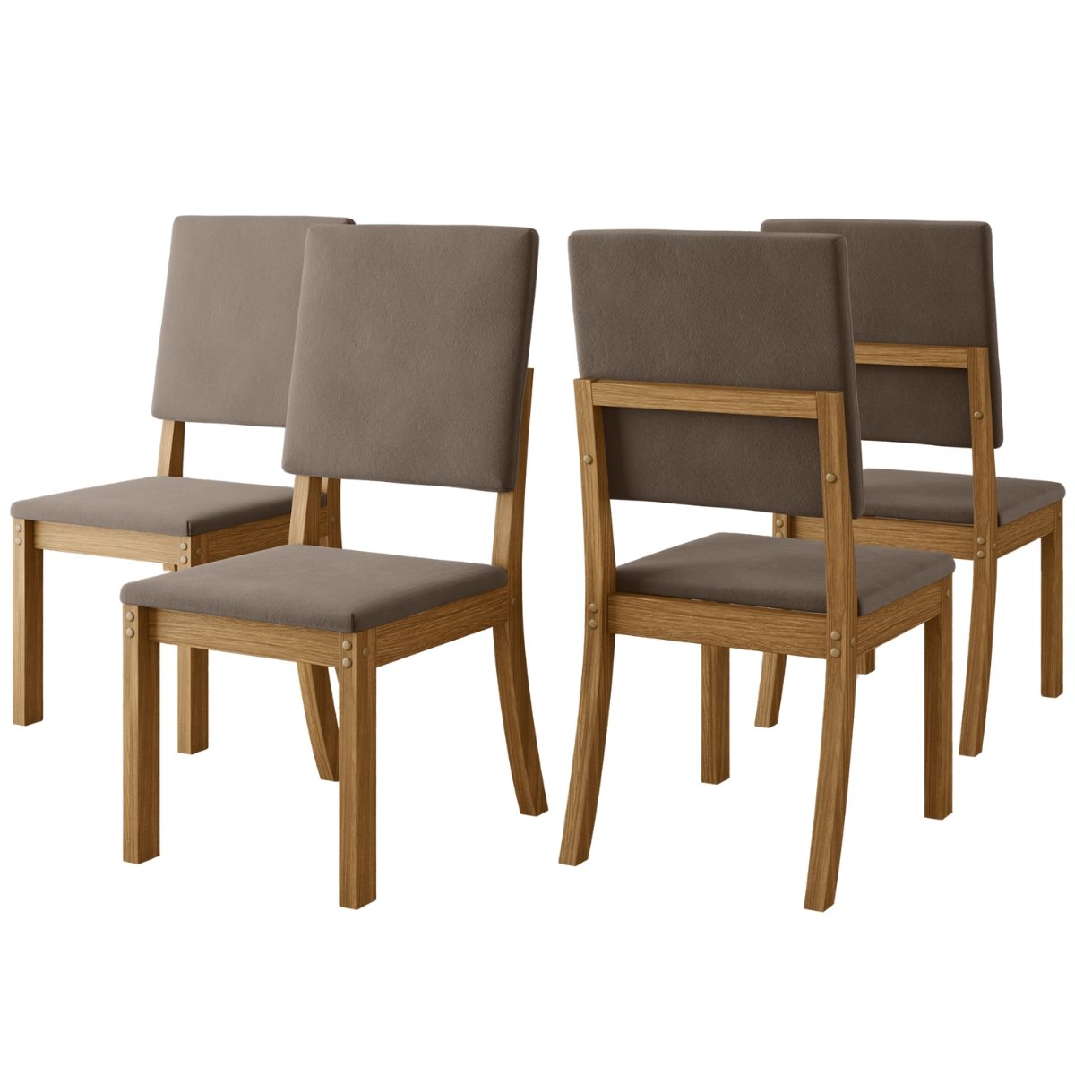 Kit com 4 Cadeiras de Jantar Milla Nature / Marrom Amêndoa