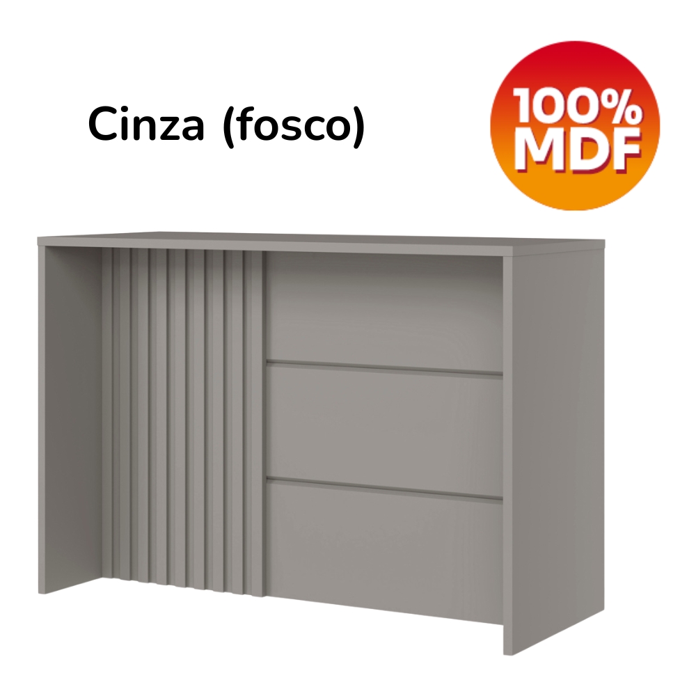Mesa Bancada Gourmet MDF 146x101 cm C630 Americana Cinza Henn