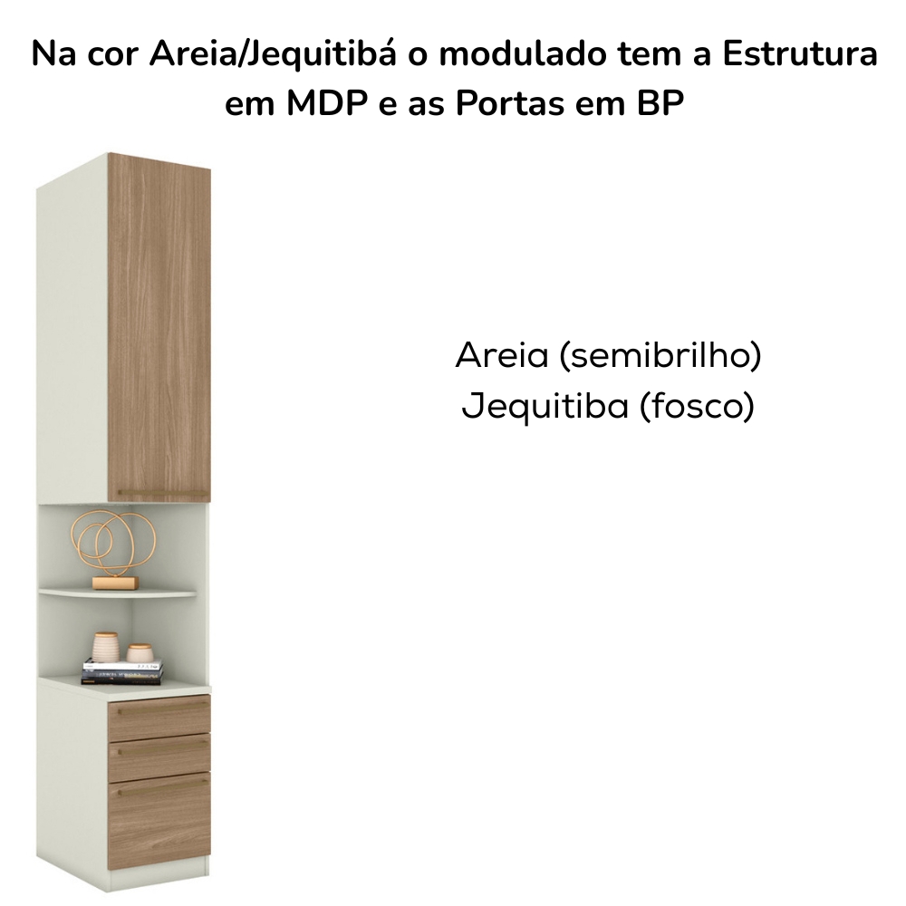 Mesa Cabeceira Modulado 1 Porta 241x40 cm Seletto Areia Jequitiba Henn