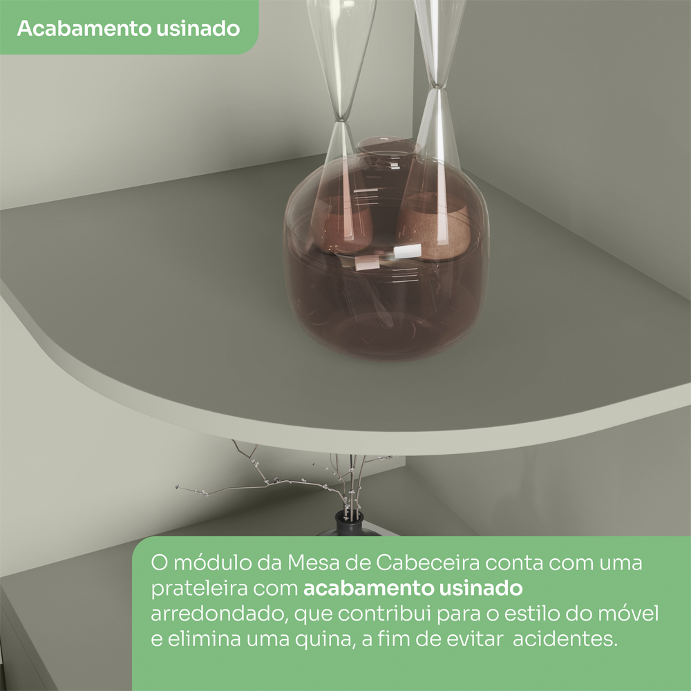 Mesa Cabeceira Modulado 1 Porta 241x40 cm Seletto Areia Jequitiba Henn