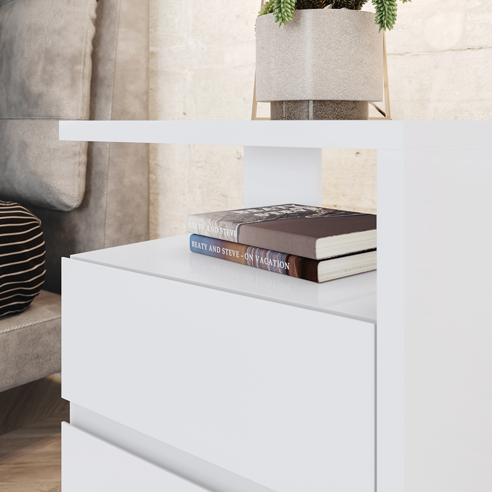 Mesa De Cabeceira 2 Gavetas 48 cm Campeche Branco Henn