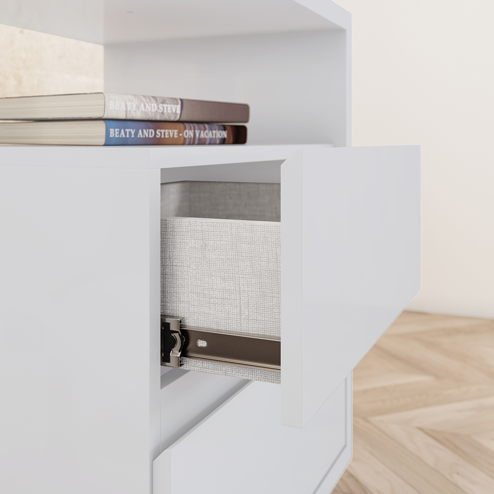 Mesa De Cabeceira 2 Gavetas 48 cm Campeche Branco Henn