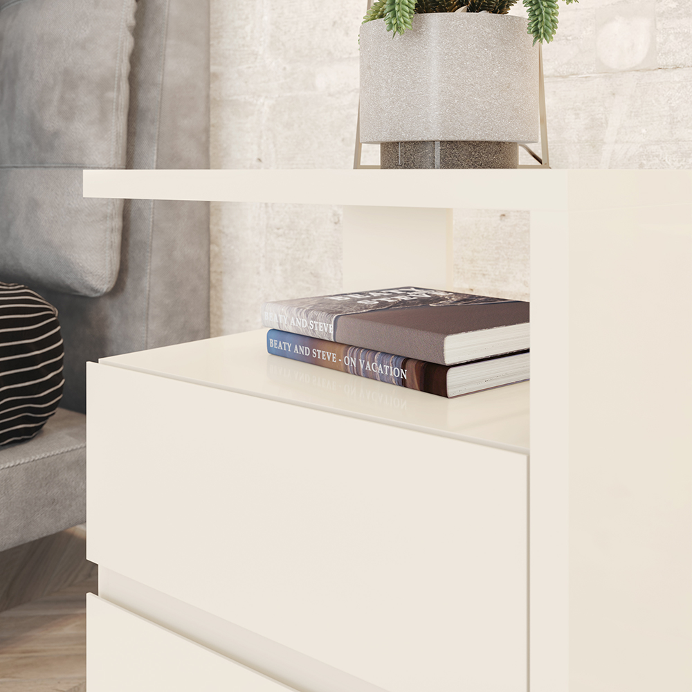 Mesa De Cabeceira 2 Gavetas 48 cm Campeche Off White Henn