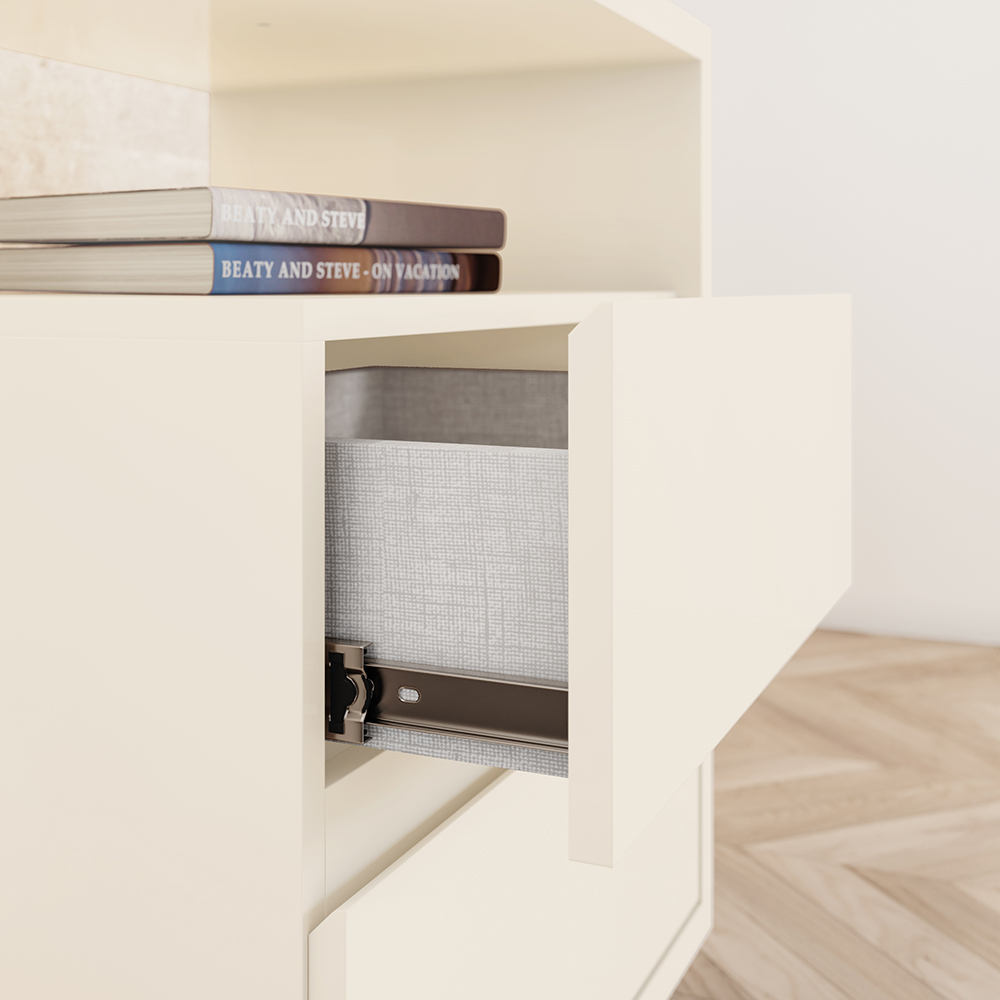 Mesa De Cabeceira 2 Gavetas 48 cm Campeche Off White Henn