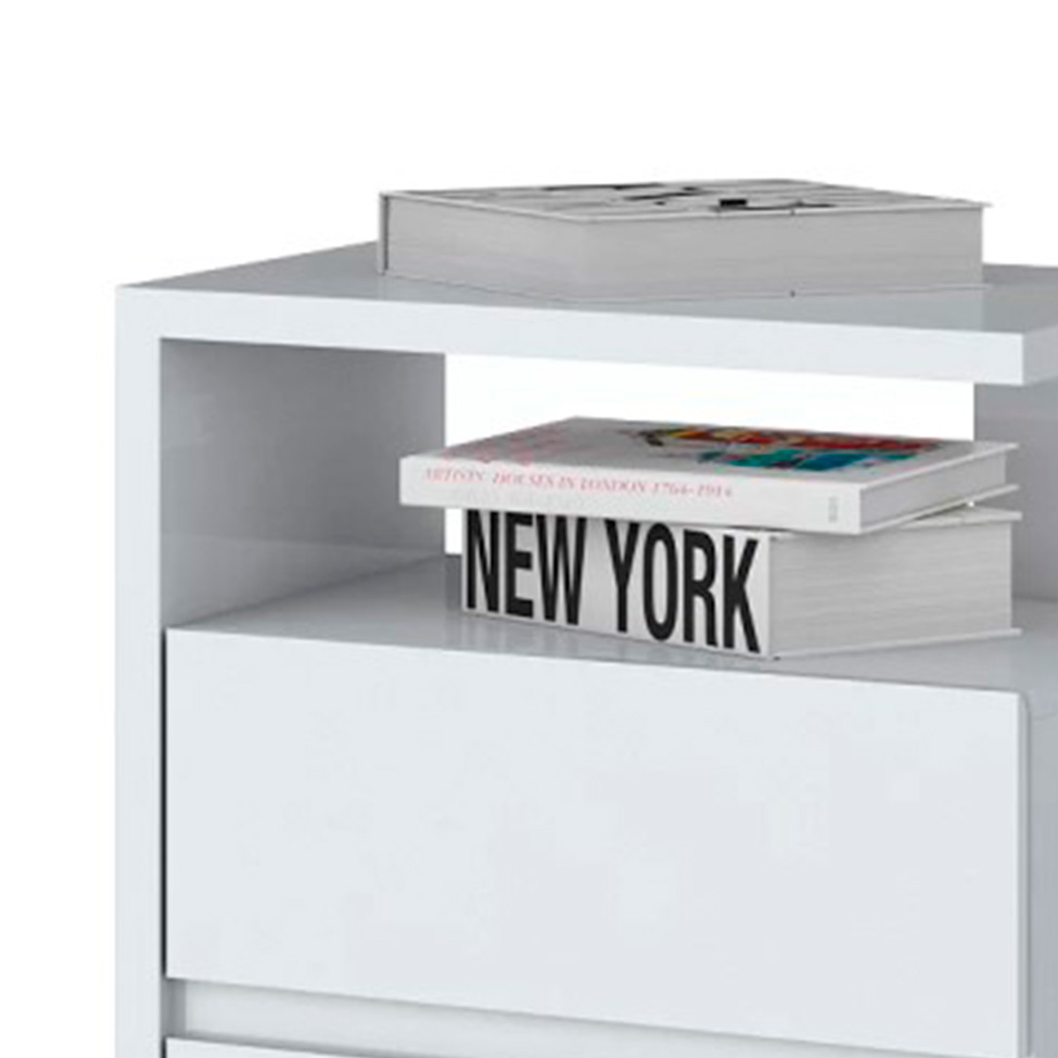 Mesa de Cabeceira Lacy 2 Gavetas Branca