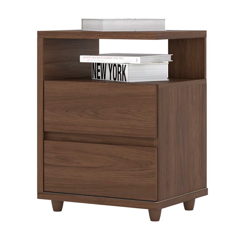 Mesa de Cabeceira Lacy 2 Gavetas Castanho