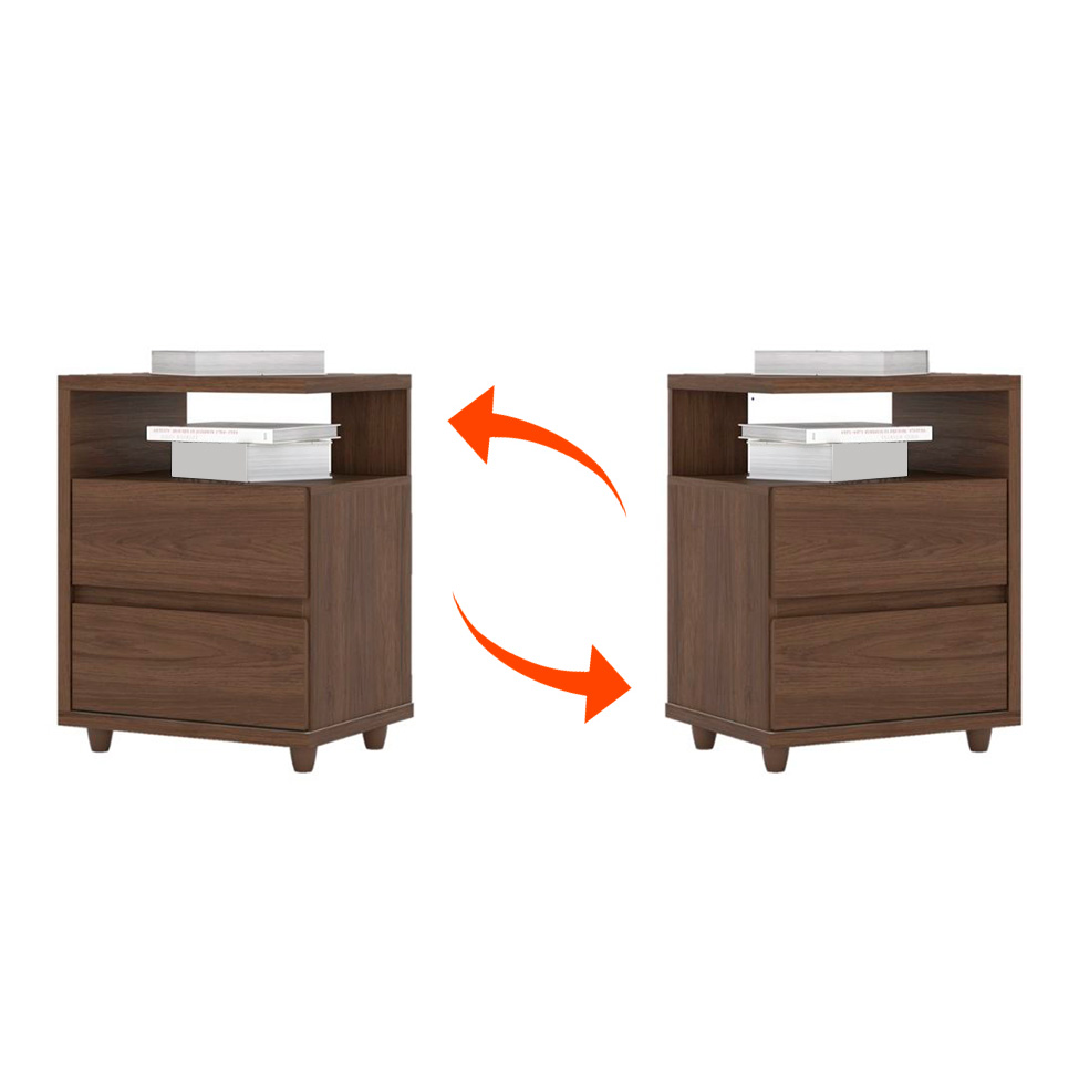 Mesa de Cabeceira Lacy 2 Gavetas Castanho