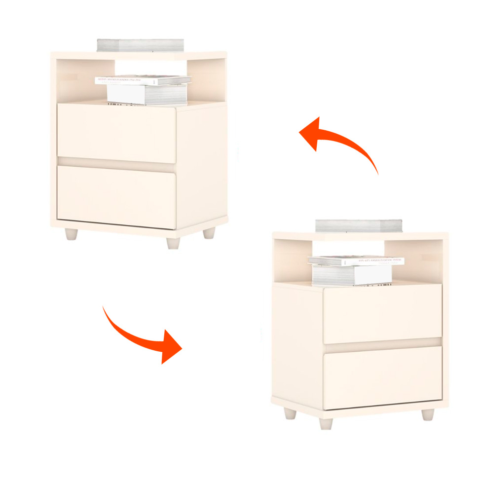 Mesa de Cabeceira Lacy 2 Gavetas Off White