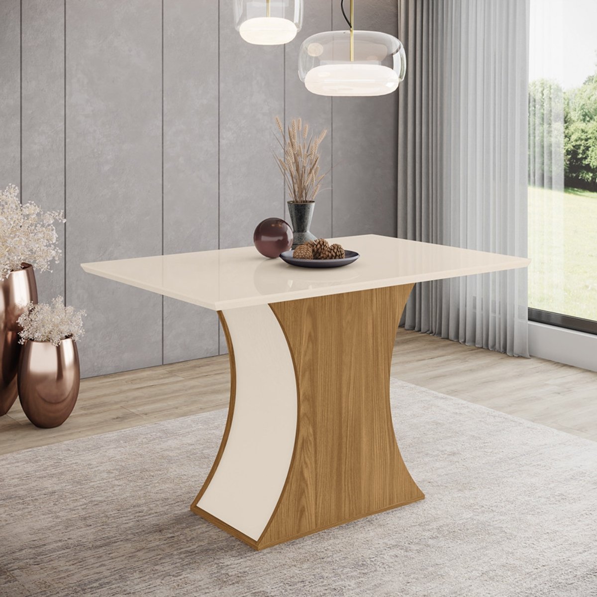 Mesa de Jantar 4 Lugares 120cm - Luiza Nature / Off White