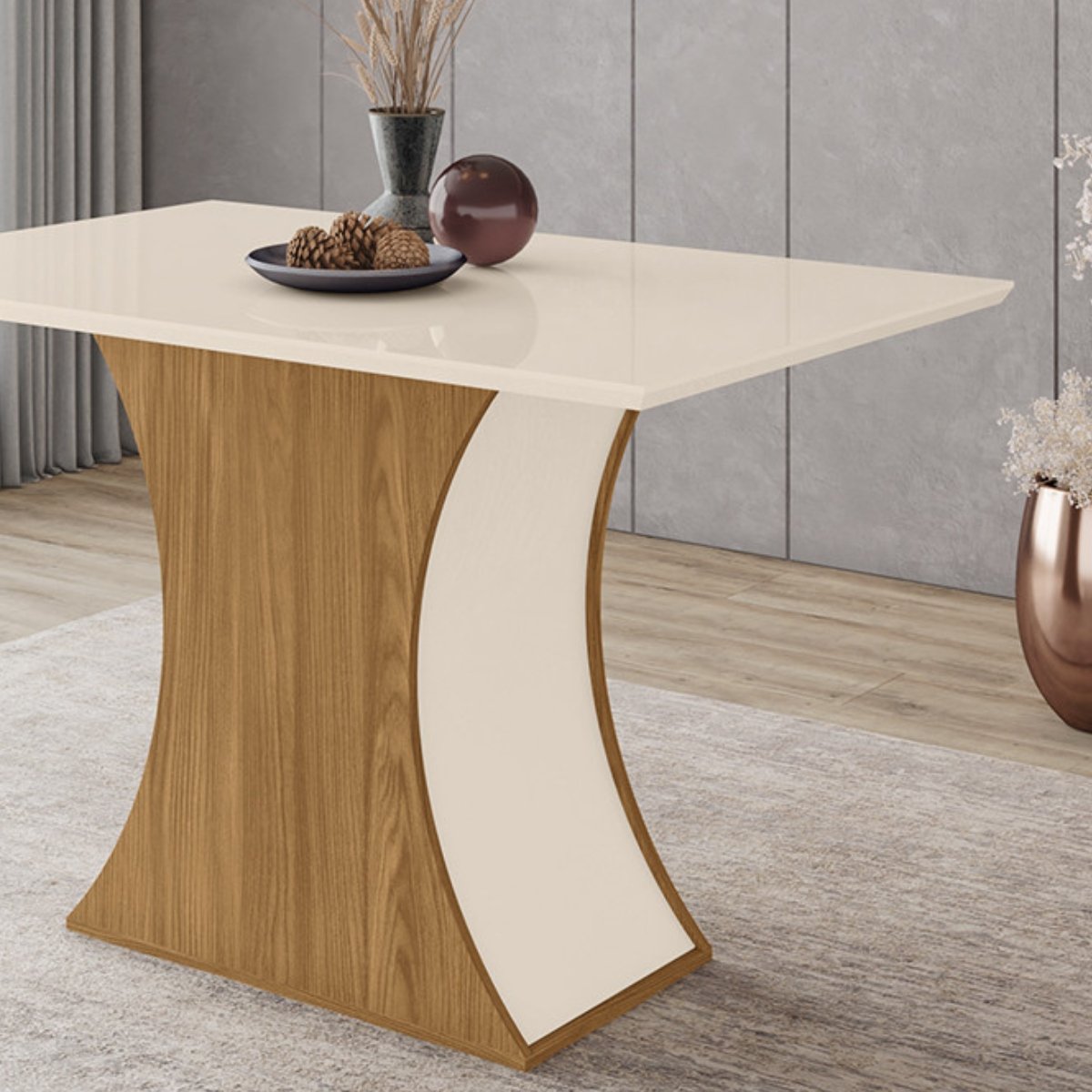 Mesa de Jantar 4 Lugares 120cm - Luiza Nature / Off White